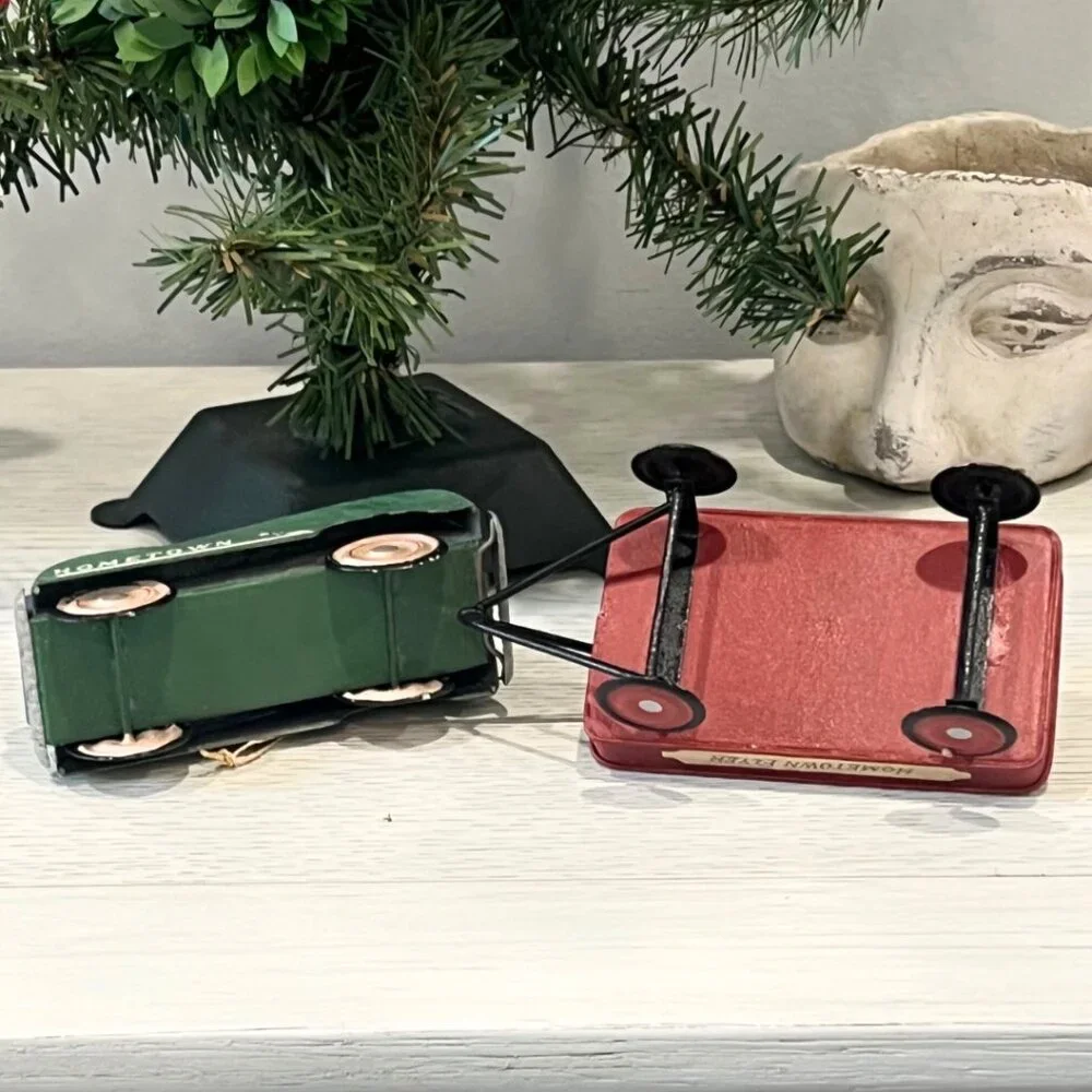 Midwest of Cannon Falls Vintage Ornament Lot Pedal Car Red Hometown Flyer Wagon